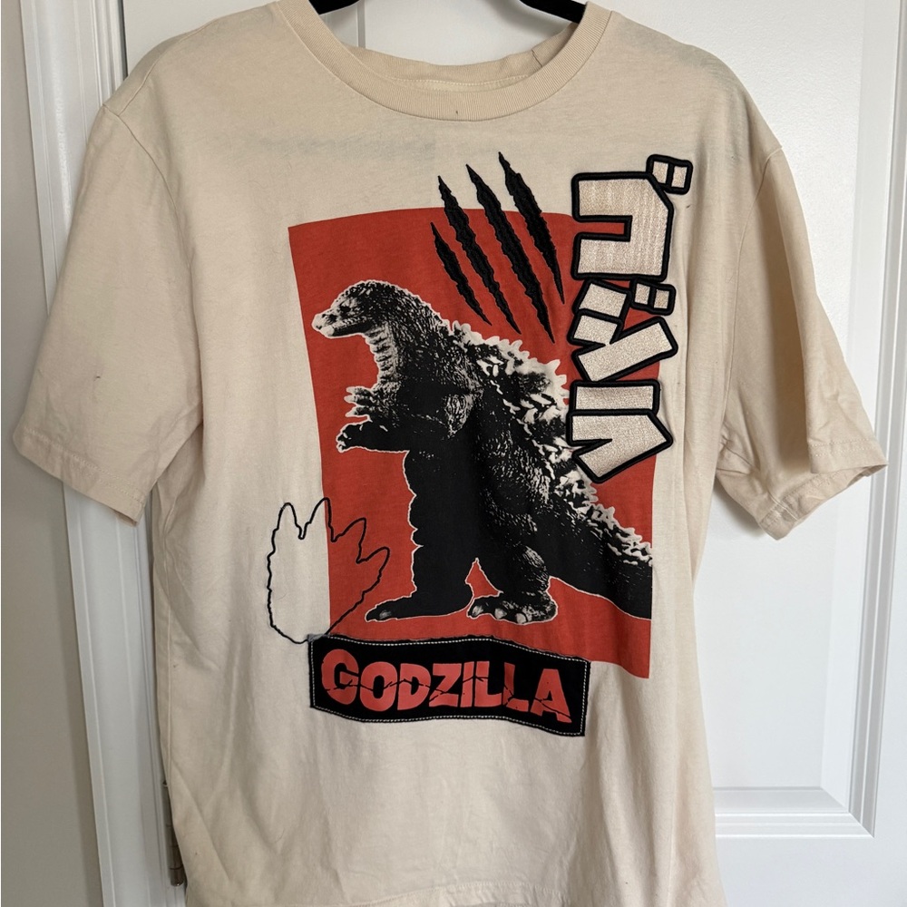 Godzilla Graphic Tee for Men- Cream/Red/Black